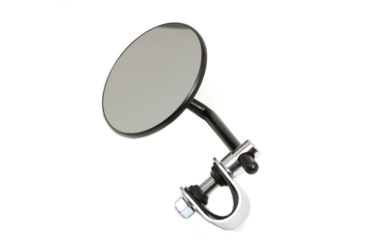 4" Round Mirror with Clamp Black Steel