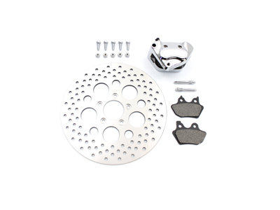 Chrome Front 4 Piston Left Side Caliper and Disc Kit - Click Image to Close