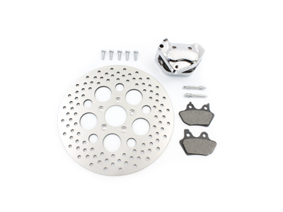 Chrome Front 4 Piston Left Side Caliper and Disc Kit - Click Image to Close