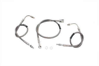 Stainless Steel Front Brake Hoses 27-3/8" and 20" - Click Image to Close
