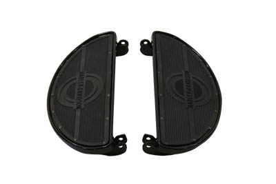 Replica Driver Black Footboard Set with H-D Logo - Click Image to Close