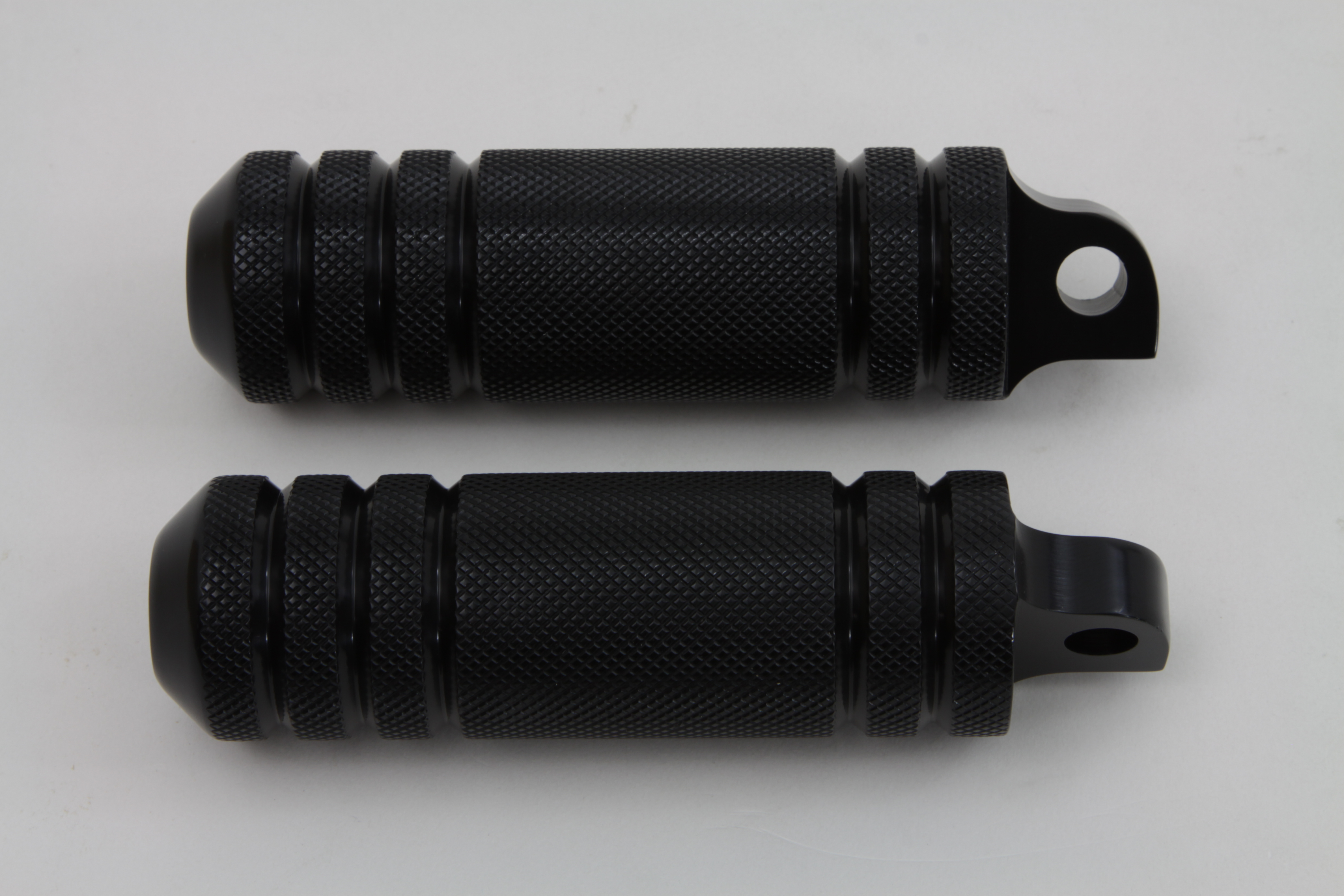 Black Knurled Five Grooved Footpeg Set - Click Image to Close