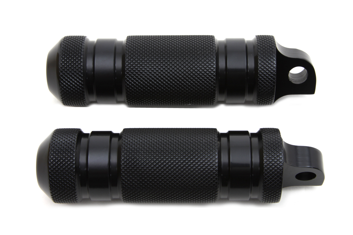 Black Knurled Four Grooved Footpeg Set - Click Image to Close