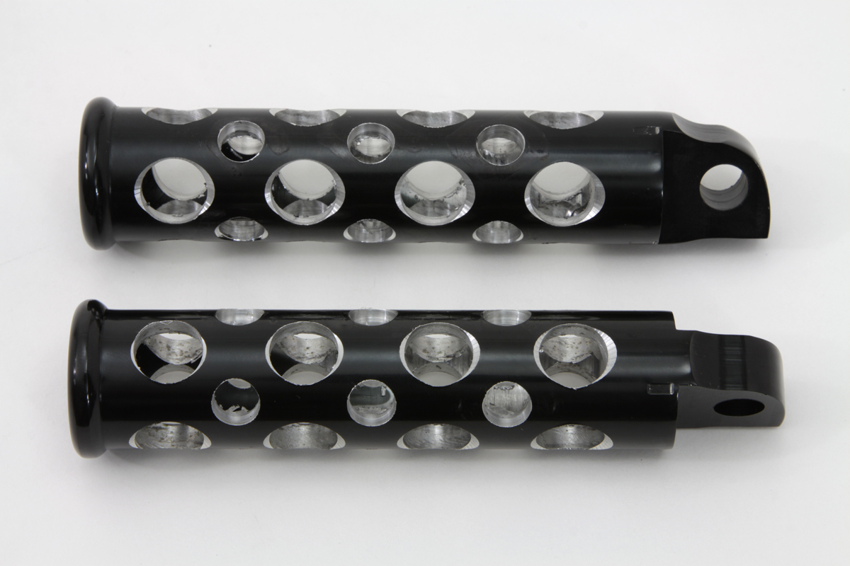 Black Swiss Cheese Style Footpeg Set - Click Image to Close