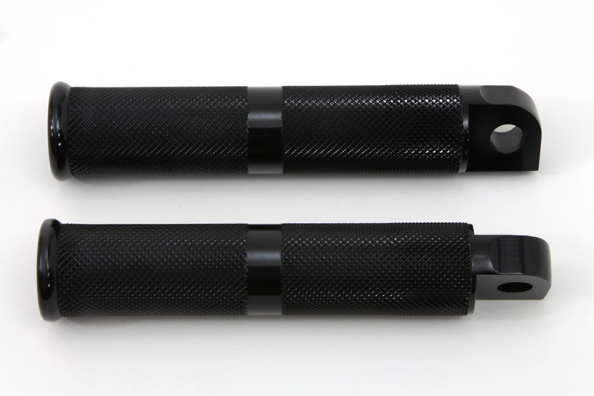 Black Hollow Knurled Footpeg Set - Click Image to Close