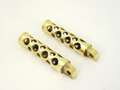 Swiss Cheese Style Footpeg Set Brass - Click Image to Close