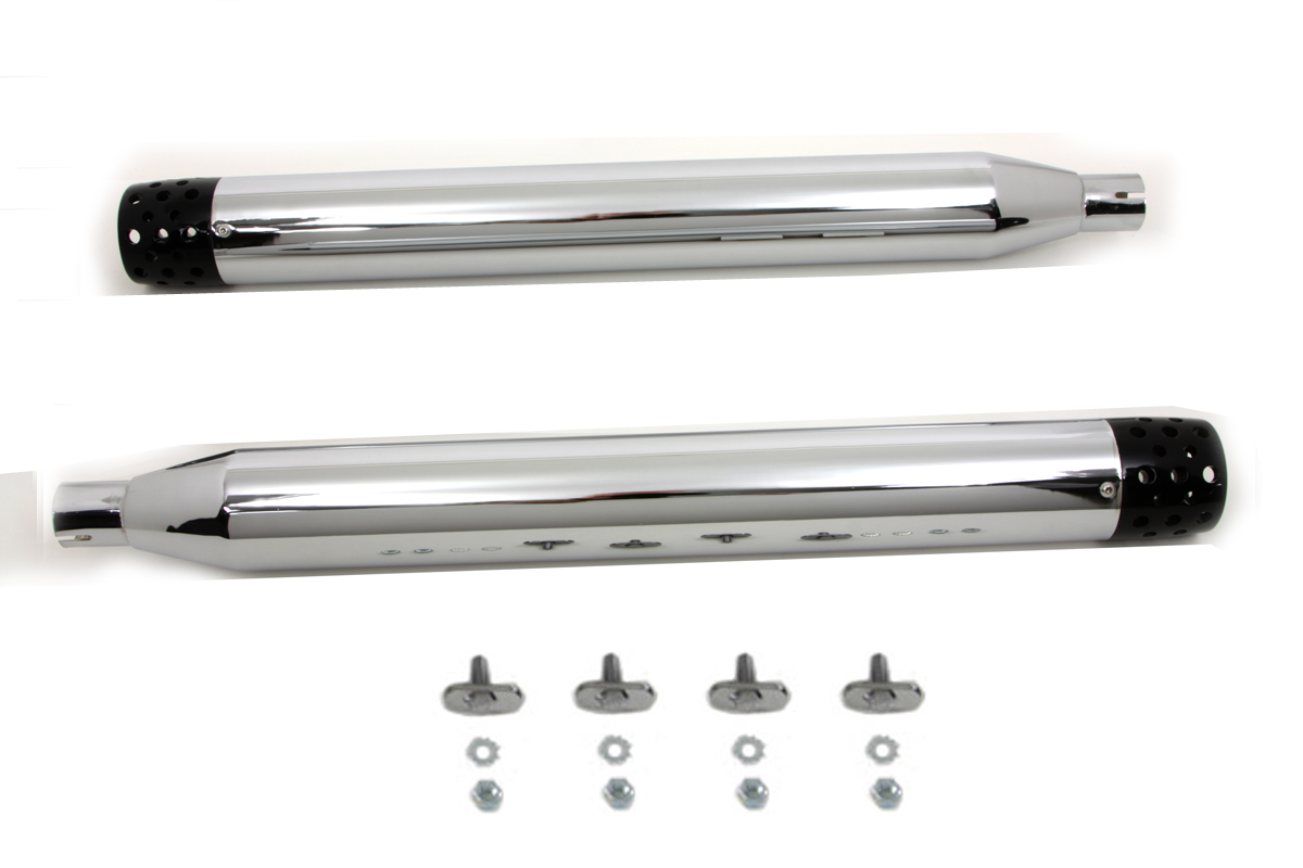 Chrome Muffler Set with Black Tapered Shooter Style End Tips