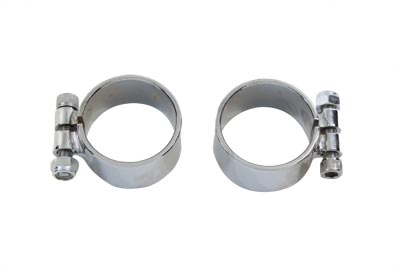 Exhaust Clamp Set Chrome Extra Wide - Click Image to Close