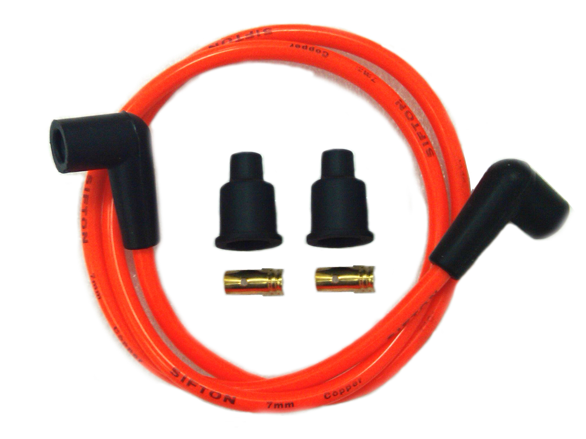Orange Copper Core 7mm Spark Plug Wire Kit - Click Image to Close