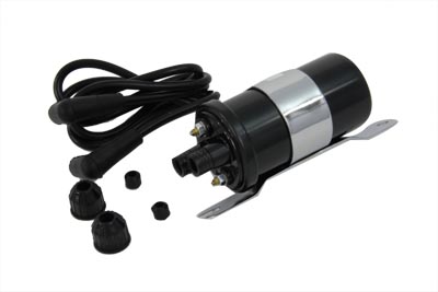 Black Round 6 Volt Ignition Coil - Click Image to Close