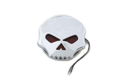 Chrome Skull Marker Lamp with Red LED - Click Image to Close