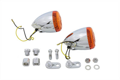 Front Turn Signal Kit Amber Lens and LED - Click Image to Close