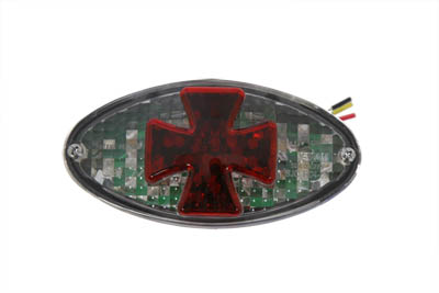 Oval Tail Lamp with Maltese Inset Clear Lens with Red Cross - Click Image to Close