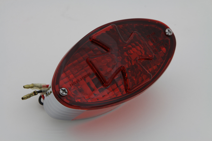 Oval Tail Lamp with Maltese Inset Red Lens with Red Cross - Click Image to Close