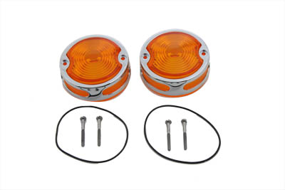 Turn Signal Lens and Ring Set Amber - Click Image to Close