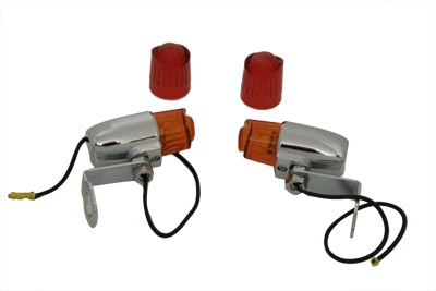 Chrome Pony Marker Lamp Set with Red and Amber Lens Set - Click Image to Close