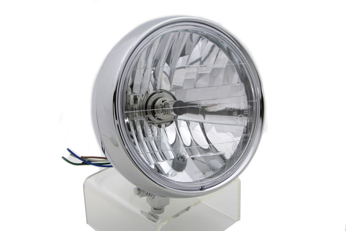 6" Round Headlamp Steel Chrome - Click Image to Close