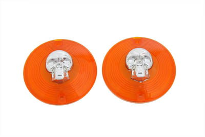 Turn Signal Lens Set with Skull Amber - Click Image to Close