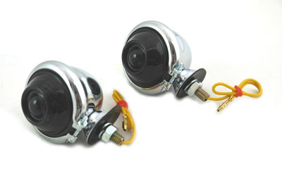 Chrome Turn Signal Set Bullet with Smoked Lens - Click Image to Close