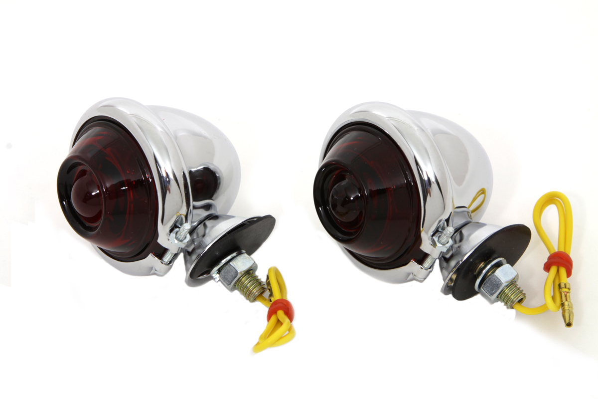 Chorme Turn Signal Set Bullet with Red Lens - Click Image to Close