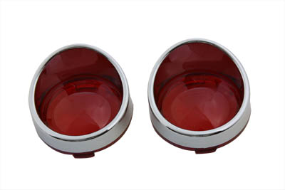 Chrome Turn Signal Bezel Red Lens - Click Image to Close