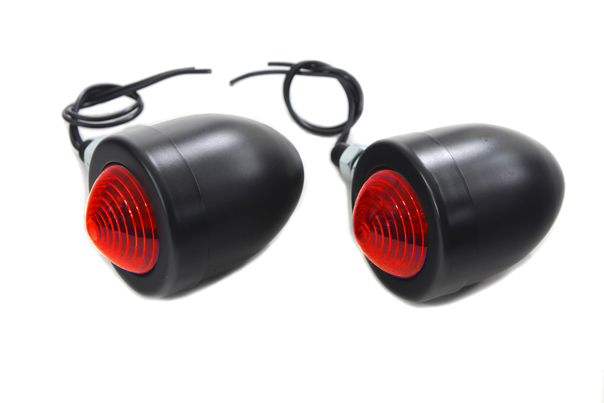 Black Bullet Marker Lamp Set with Red Lens - Click Image to Close