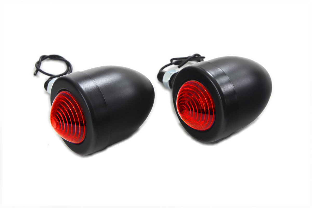 Black Marker Lamp Set with Red Lens Single Stem - Click Image to Close
