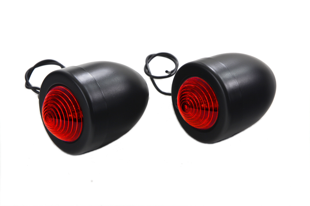 Black Bullet Marker Lamp Red Single Filament - Click Image to Close