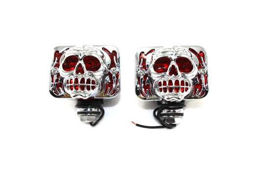 Marker Lamp Set with Skull Grill Red Lens - Click Image to Close