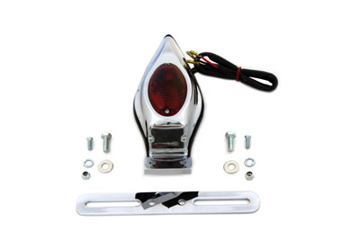 Chrome Tear Drop Bulb Tail Lamp Assembly with Red Lens - Click Image to Close