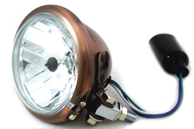 4-1/2" Round Headlamp Copper - Click Image to Close