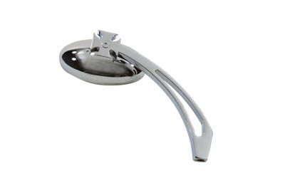 Oval Mirror with Billet Slotted Stem, Chrome - Click Image to Close