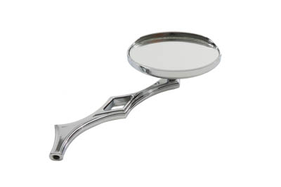 Oval Mirror with Billet Diamond Stem, Chrome - Click Image to Close