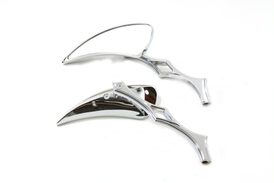 Tear Drop Mirror Set with Billet Twisted Stems, Chrome - Click Image to Close