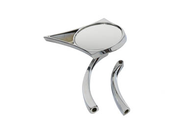 Spike Oval Mirror with Solid Billet Stems, Chrome - Click Image to Close