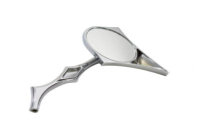 Spike Oval Mirror with Billet Twisted Stem, Chrome - Click Image to Close