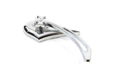 Spike Oval Mirror with Billet Cross Head Stem, Chrome - Click Image to Close