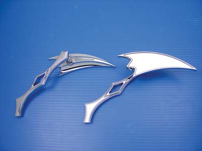 Crescent Mirror Set with Billet Twisted Stems - Click Image to Close