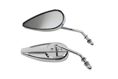 Tear Drop Mirror Set with Round Stems, Chrome