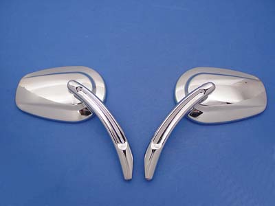Taper Mirror Set with Billet Stems, Chrome - Click Image to Close