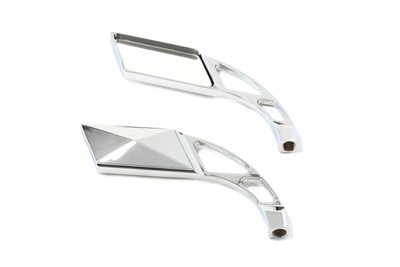 Parallelogram Mirror Set with Billet Slotted Stem, Chrome - Click Image to Close