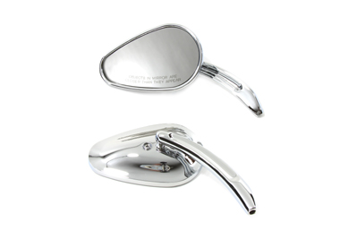 Bullet Mirror Set with Billet Sculpted Stems, Chrome - Click Image to Close