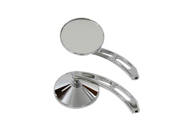 Round Mirror Set with Billet Slotted Stems, Chrome