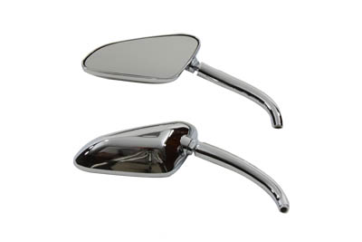 Racer Mirror Set with Round Stems, Chrome - Click Image to Close