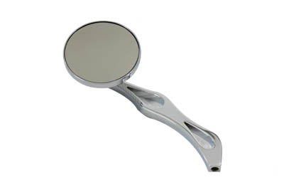 3" Billet Round Mirror with Billet Flame Stem - Click Image to Close