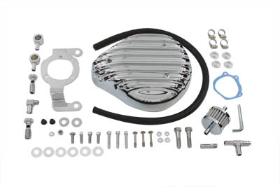 Tear Drop Air Cleaner Kit Finned Chrome - Click Image to Close