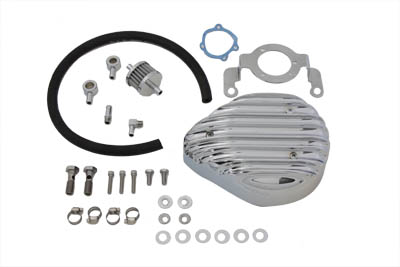 Tear Drop Air Cleaner Kit Finned Chrome - Click Image to Close
