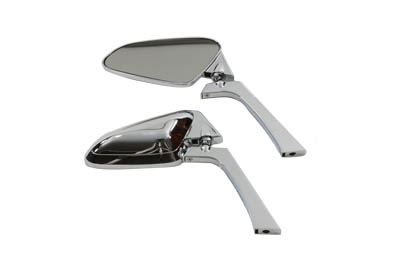 Tear Drop Deco Mirror Set Chrome with Billet Stem