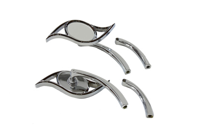 Villain Mirror Set with Curved Stems Chrome - Click Image to Close