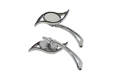 Villain Mirror Set with Spear Stems Chrome - Click Image to Close